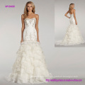 Ivory Fit and Flare Beaded Elongated Bodice Wedding Dress with Beaded Textured Organza Skirt